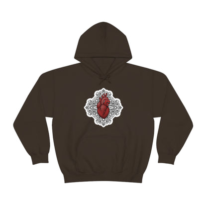 Anatomical Heart Mandala Unisex Heavy Blend™ Hooded Sweatshirt Hoodie Printify Dark Chocolate S 