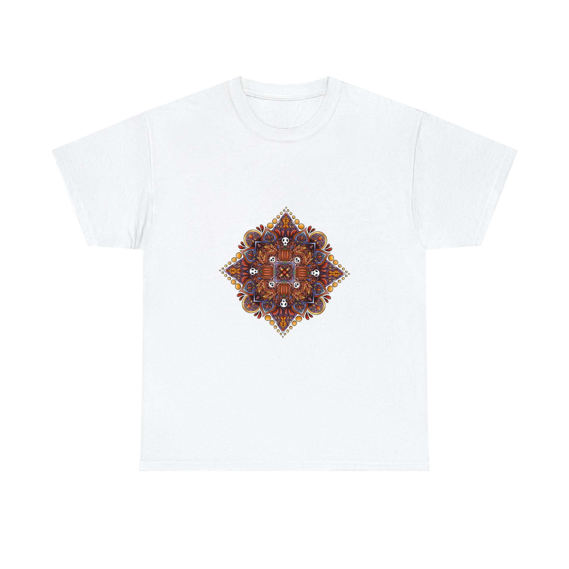 Fall Mandala Unisex Heavy Cotton Tee T-Shirt Printify White M 