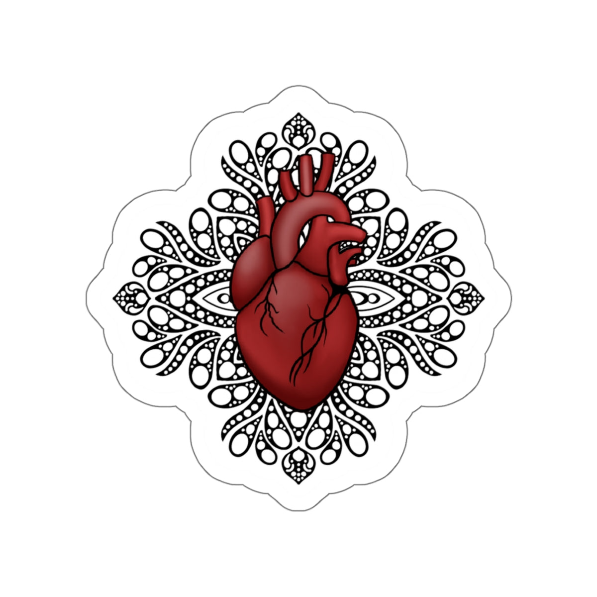 Anatomical heart mandala Kiss-Cut Sticker Paper products Printify   