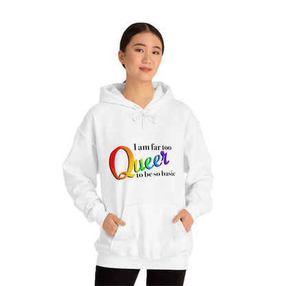 Far too queer Pride Unisex Heavy Blend™ Hooded Sweatshirt Hoodie Printify   