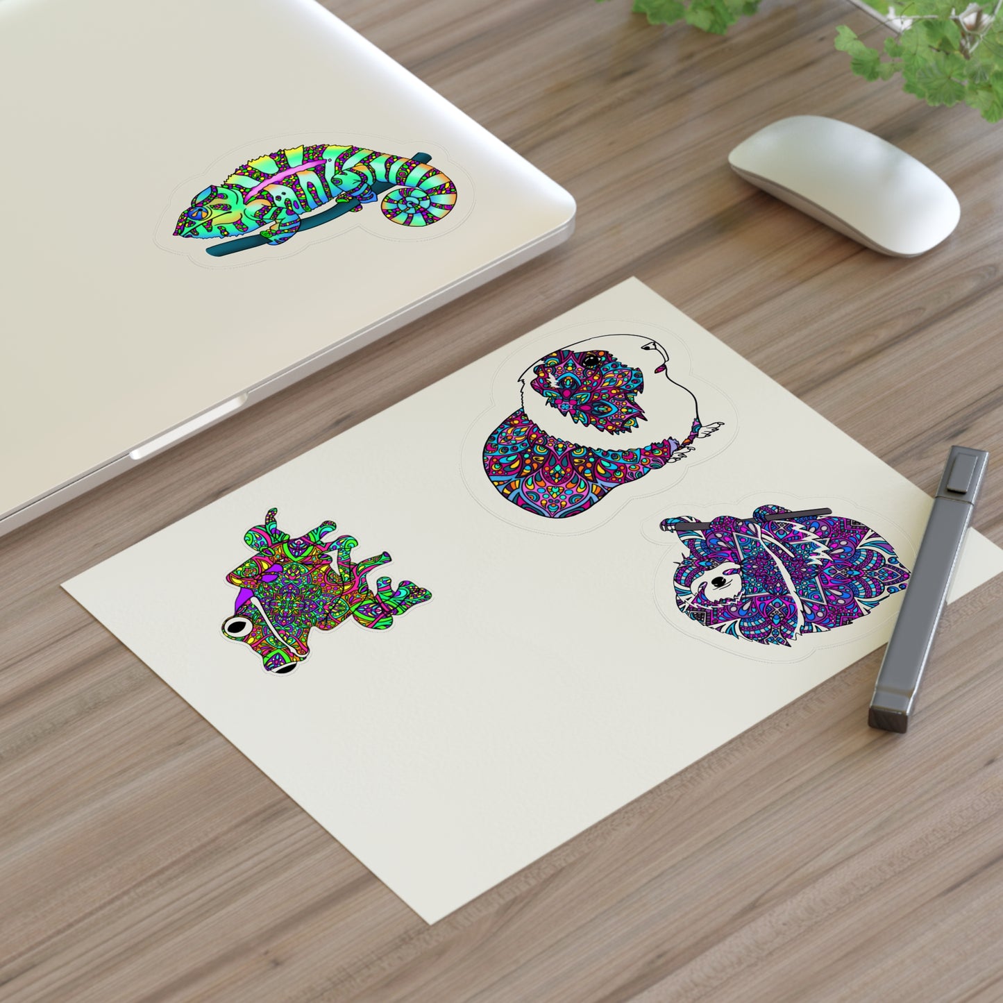 Mandala Animals Sticker Sheets Paper products Printify 11" × 8.5" Transparent Die-Cut