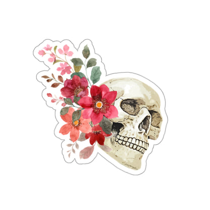 Skull floral bouquet Kiss-Cut Stickers