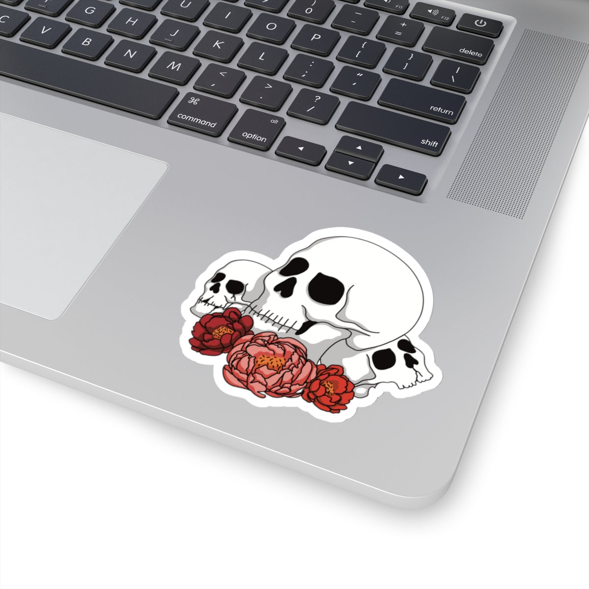 Skulls and flowers Kiss cut sticker Paper products Printify   