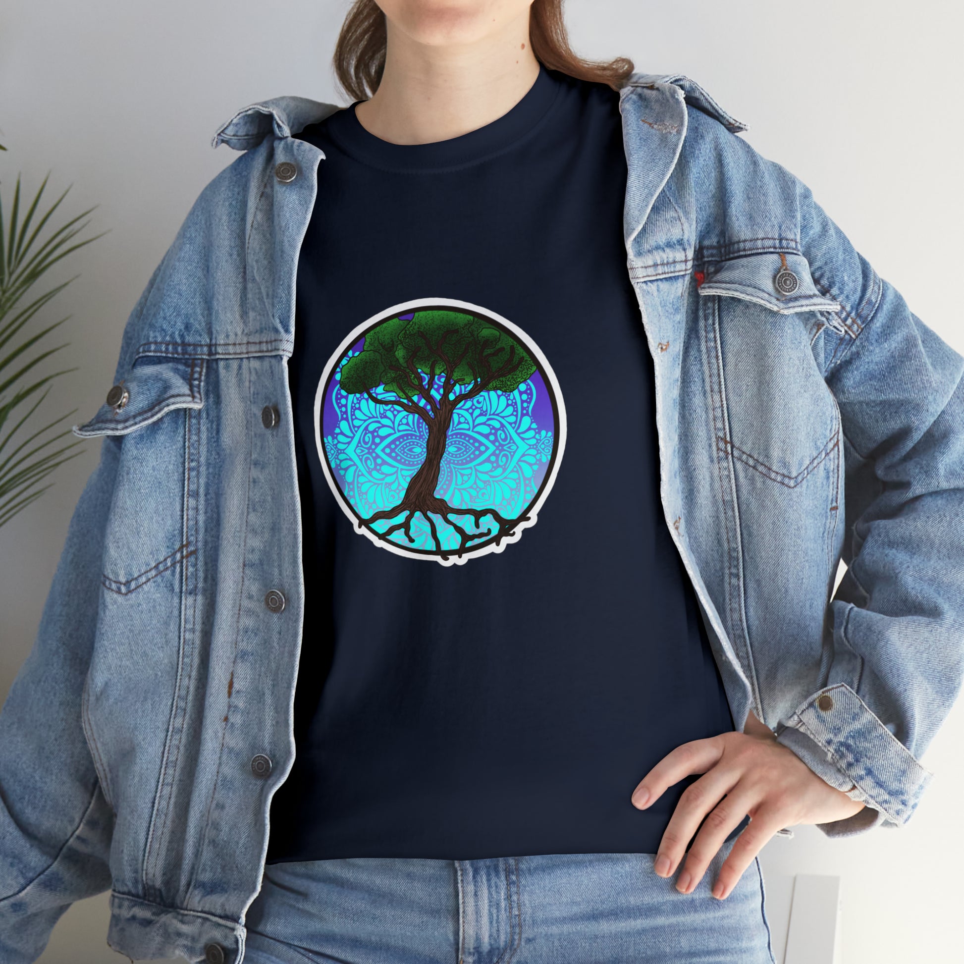 Tree of life Mandala Unisex Heavy Cotton Tee T-Shirt Printify   