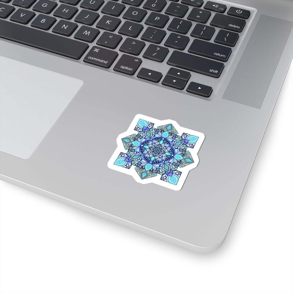 Bright blue mandala Kiss-Cut Sticker Paper products Printify   