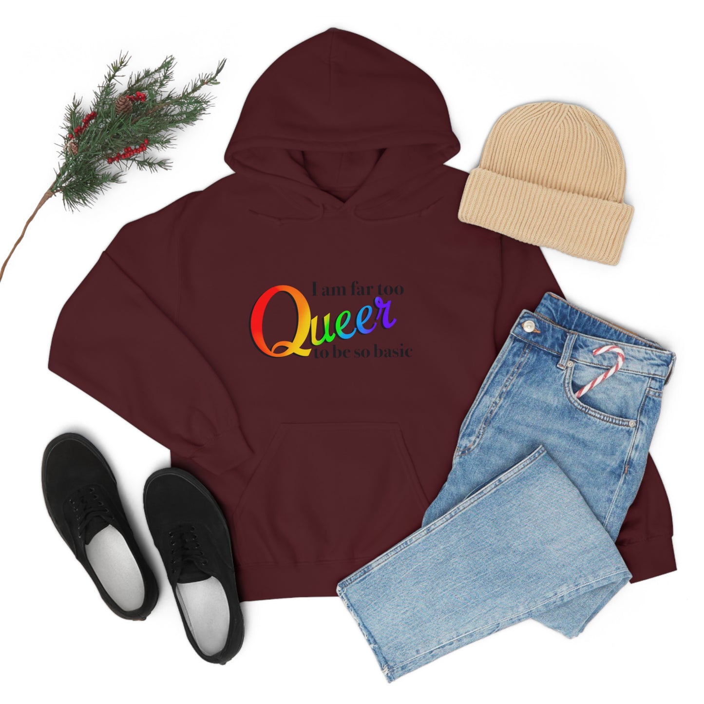 Far too queer Pride Unisex Heavy Blend™ Hooded Sweatshirt Hoodie Printify   