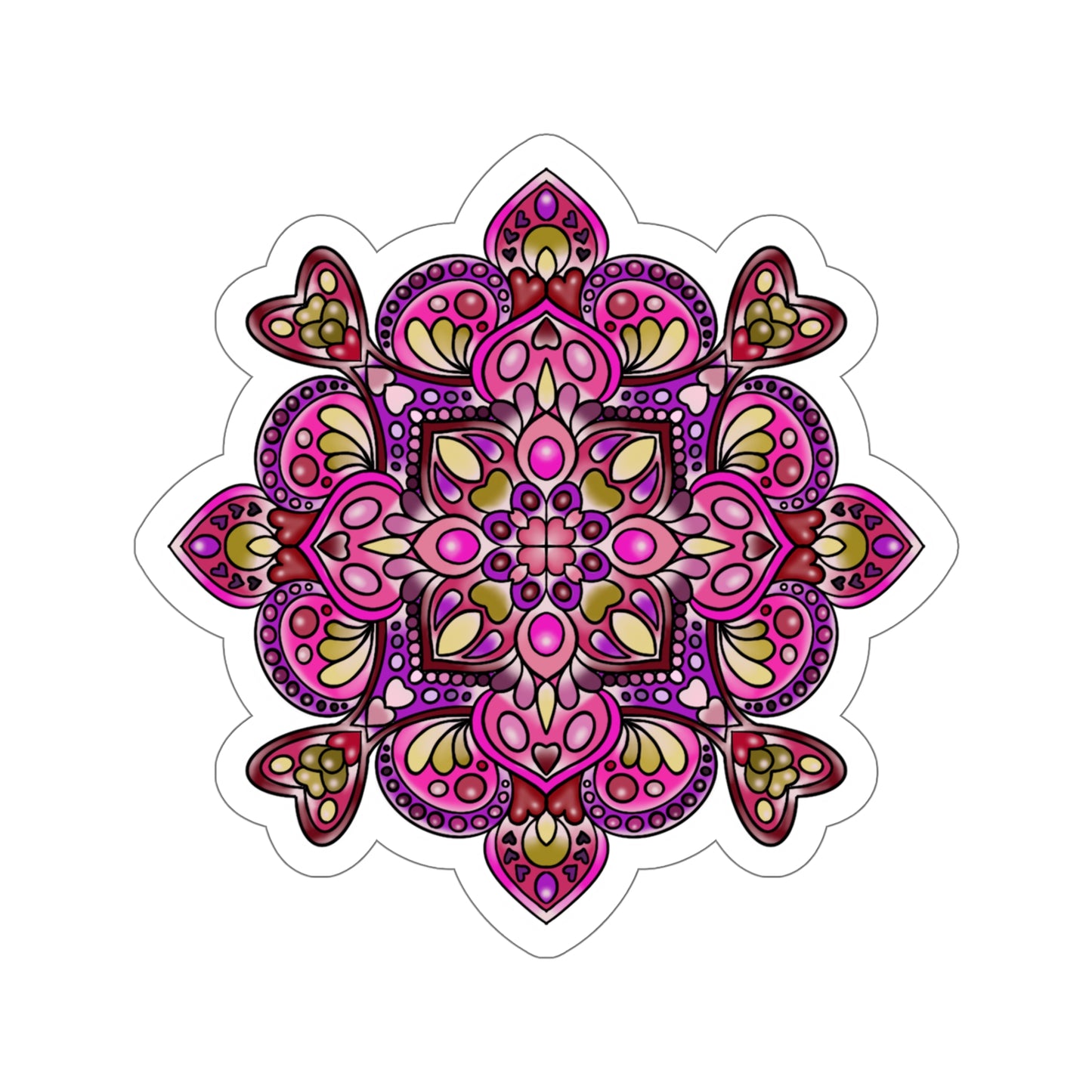 Pink Mandala Kiss-Cut Sticker Paper products Printify 6" × 6" White 