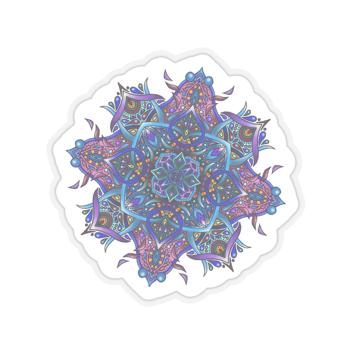 Purple and turquoise mandala Kiss-Cut Sticker Paper products Printify   