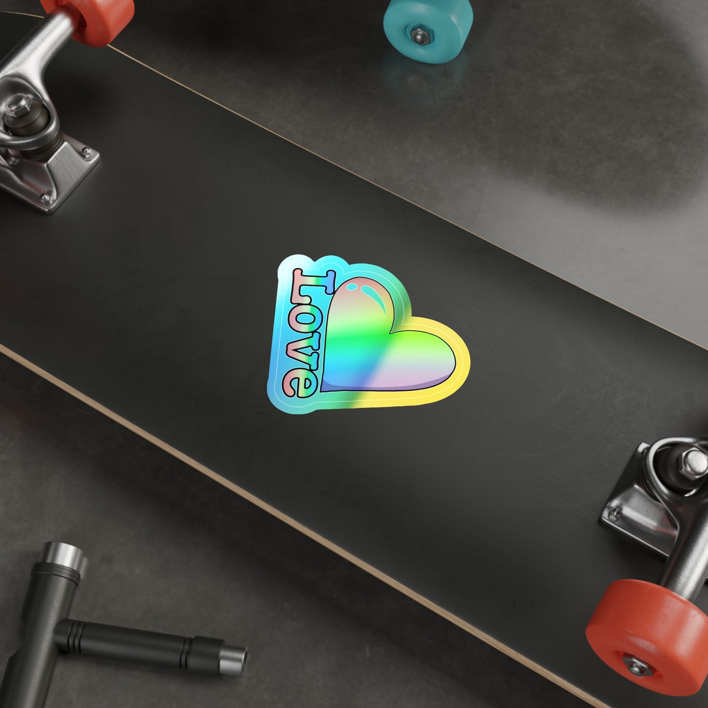 Pride love rainbow Holographic Die-cut Sticker Paper products Printify 5" × 5" Die-Cut Holographic