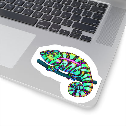 chameleon Kiss-Cut Sticker Paper products Printify 4" × 4" White 