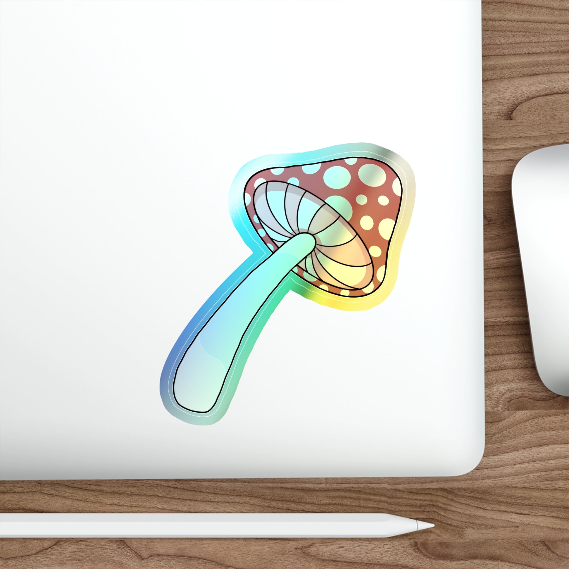 Mushroom Holographic Die-cut Stickers Paper products Printify   