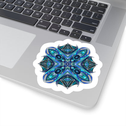 Deep Blue mandala Kiss-Cut Sticker Paper products Printify   