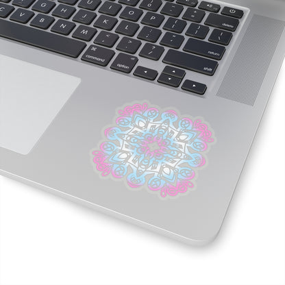 Trans pride mandala Kiss-Cut Sticker Paper products Printify 3" × 3" Transparent 