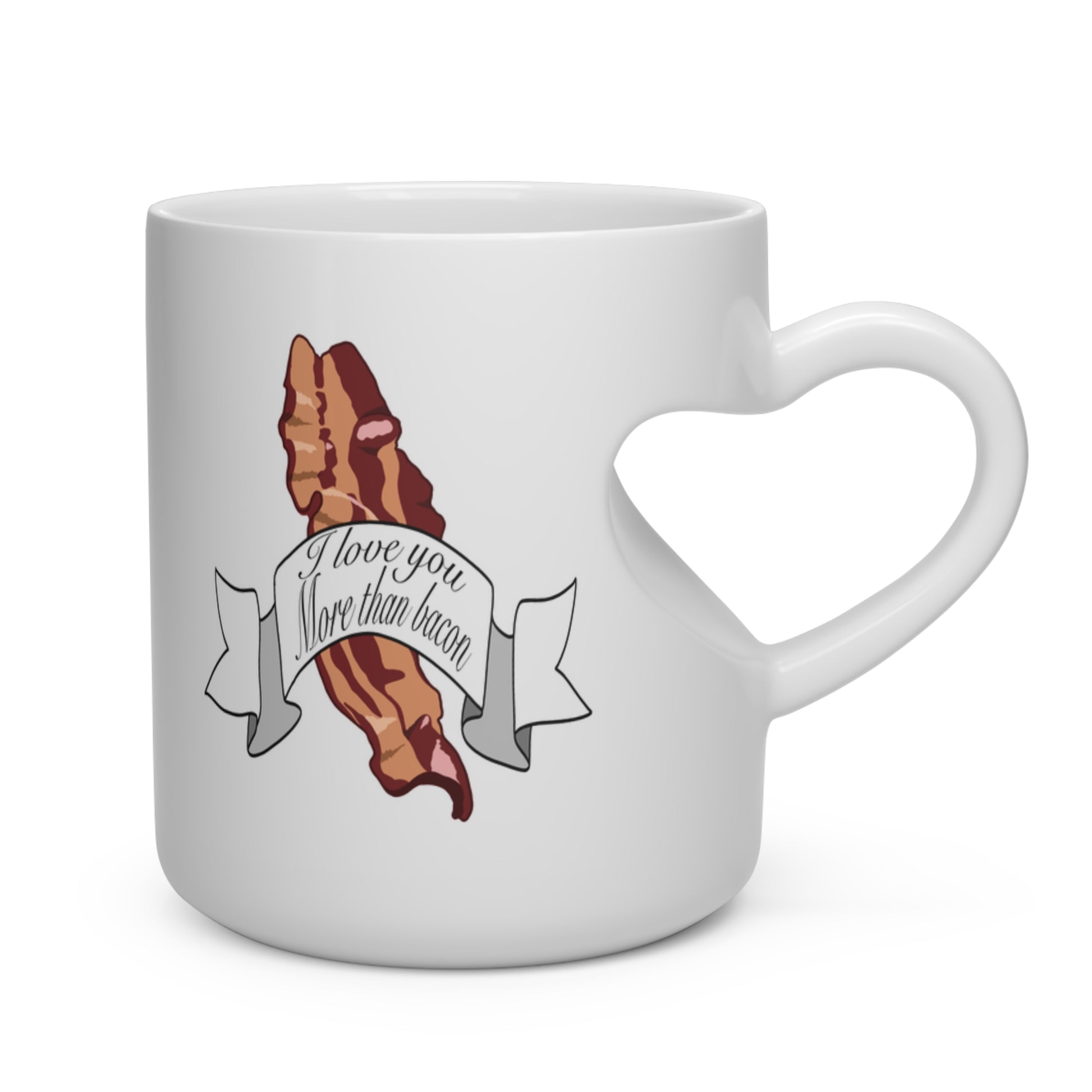 I love you more than bacon Heart Shape Mug Mug Printify 11oz  