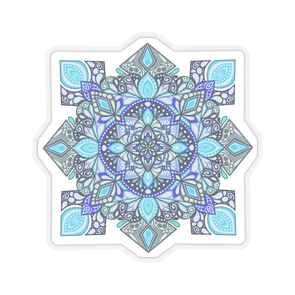 Bright blue mandala Kiss-Cut Sticker Paper products Printify   