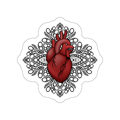 Anatomical heart mandala Kiss-Cut Sticker Paper products Printify   