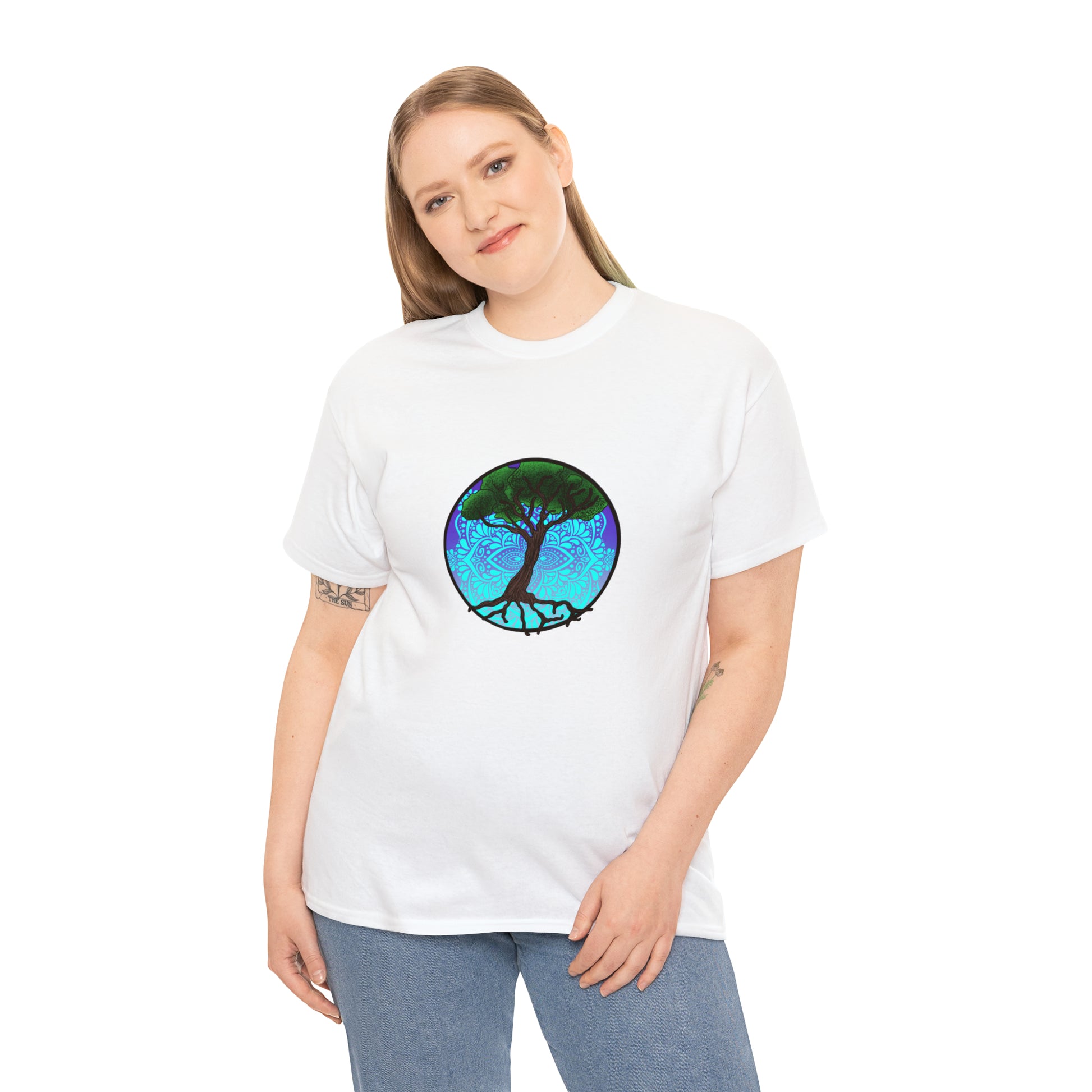 Tree of life Mandala Unisex Heavy Cotton Tee T-Shirt Printify   