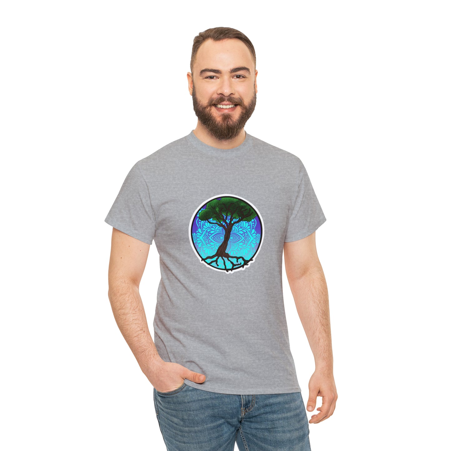 Tree of life Mandala Unisex Heavy Cotton Tee T-Shirt Printify   