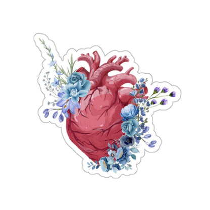 Floral anatomical heart Kiss-Cut Sticker