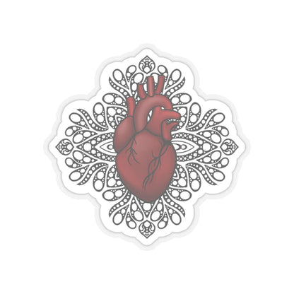 Anatomical heart mandala Kiss-Cut Sticker Paper products Printify   