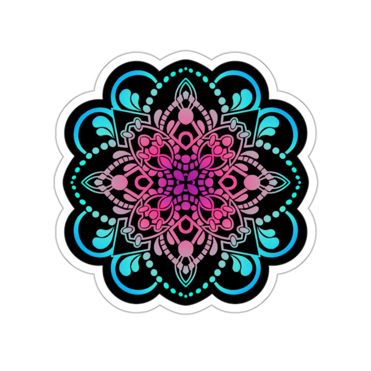 Pink and Turquoise mandala Kiss-Cut Sticker Paper products Printify   