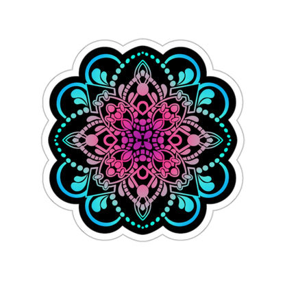 Pink and Turquoise mandala Kiss-Cut Sticker Paper products Printify   