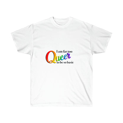 Far too Queer Pride Unisex Ultra Cotton Tee T-Shirt Printify White S 