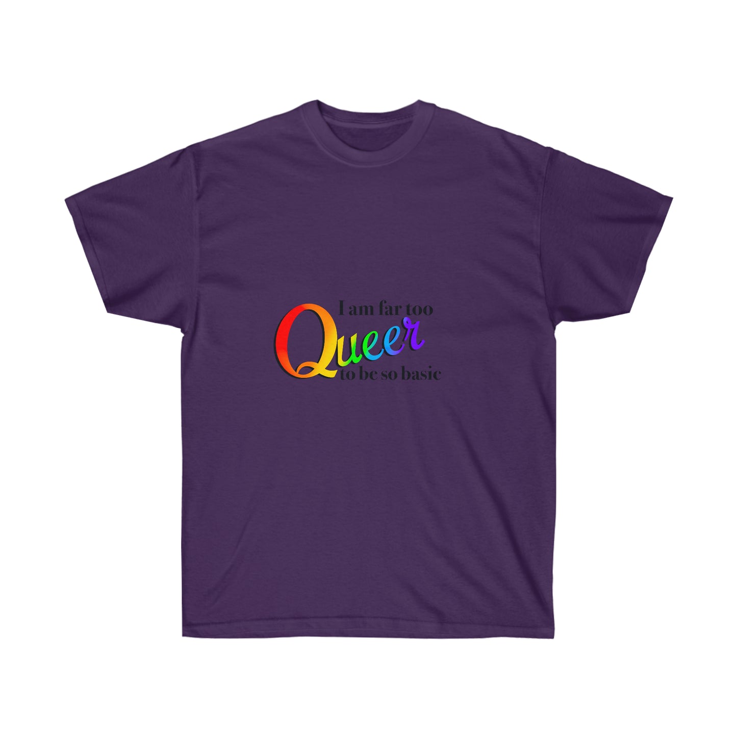 Far too Queer Pride Unisex Ultra Cotton Tee T-Shirt Printify Purple S 