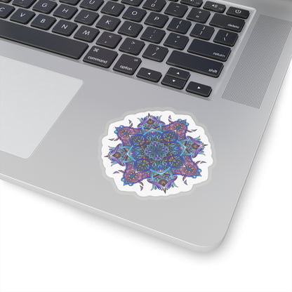 Purple and turquoise mandala Kiss-Cut Sticker Paper products Printify 3" × 3" Transparent 