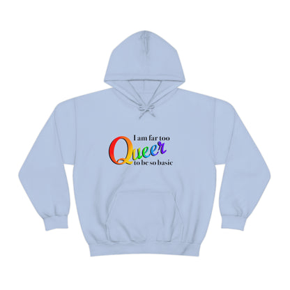 Far too queer Pride Unisex Heavy Blend™ Hooded Sweatshirt Hoodie Printify   