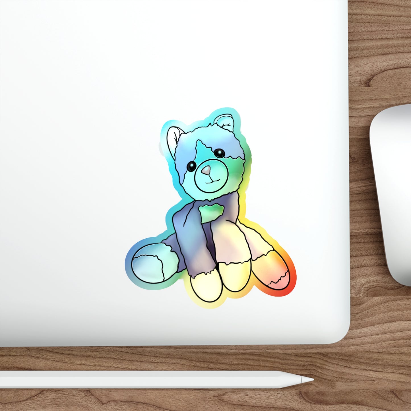 Kitty Holographic Die-cut Sticker Paper products Printify 5" × 5" Die-Cut Holographic