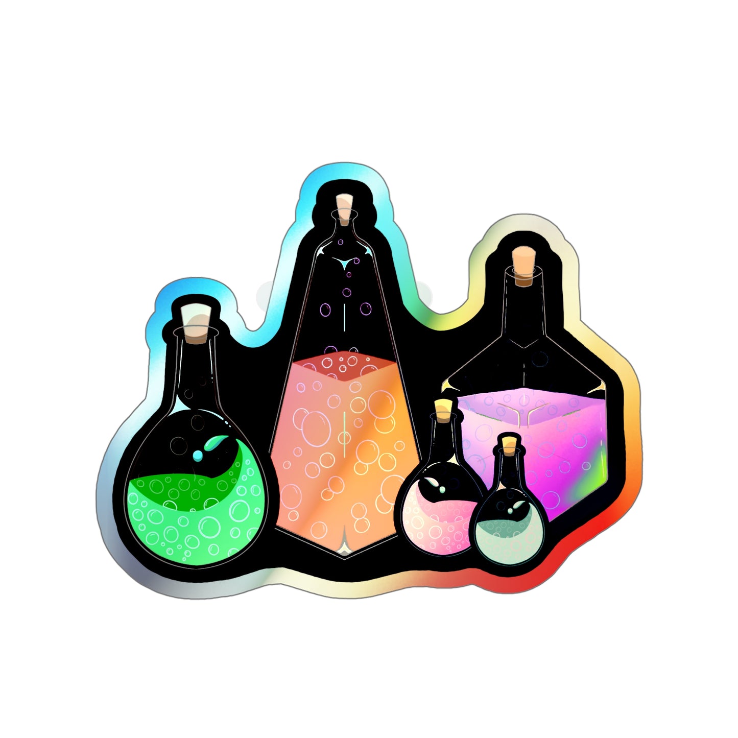 Potion Bottles Holographic Die-cut Sticker Paper products Printify   