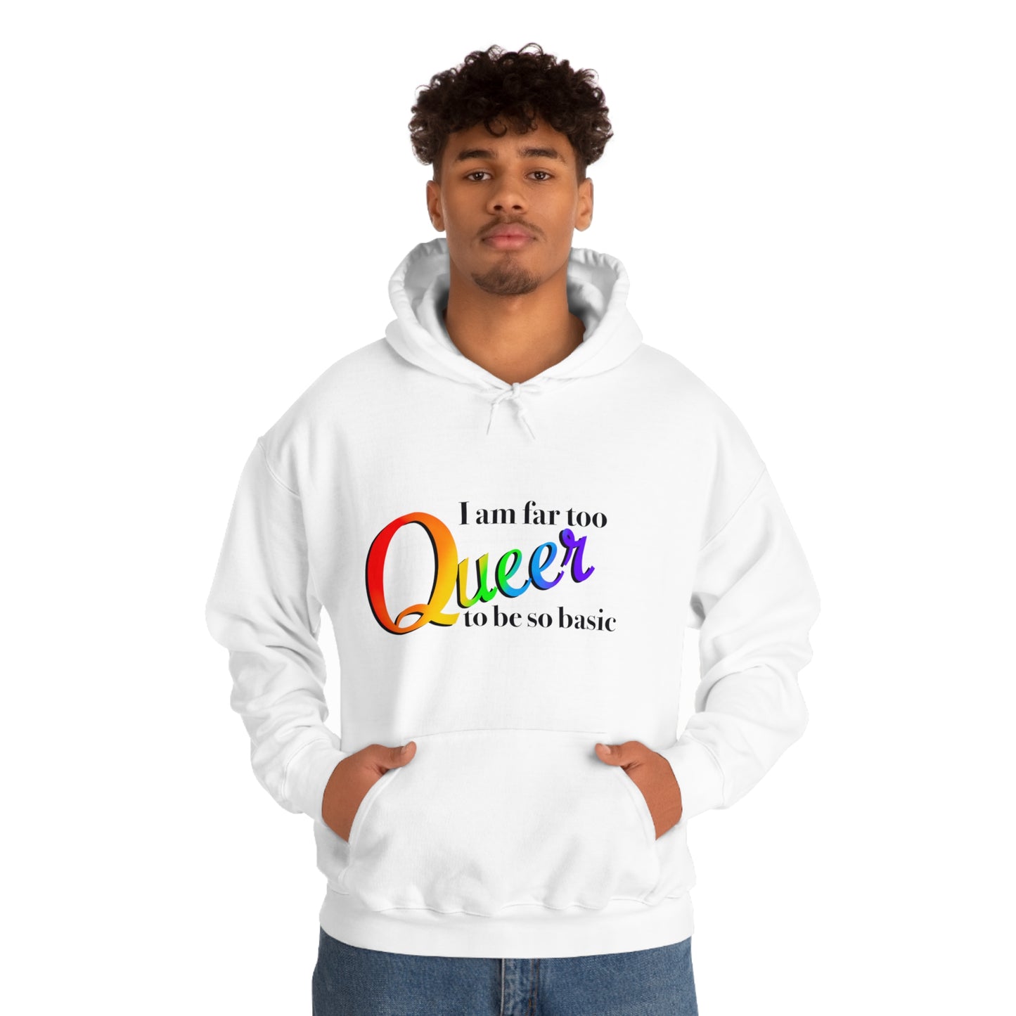 Far too queer Pride Unisex Heavy Blend™ Hooded Sweatshirt Hoodie Printify   