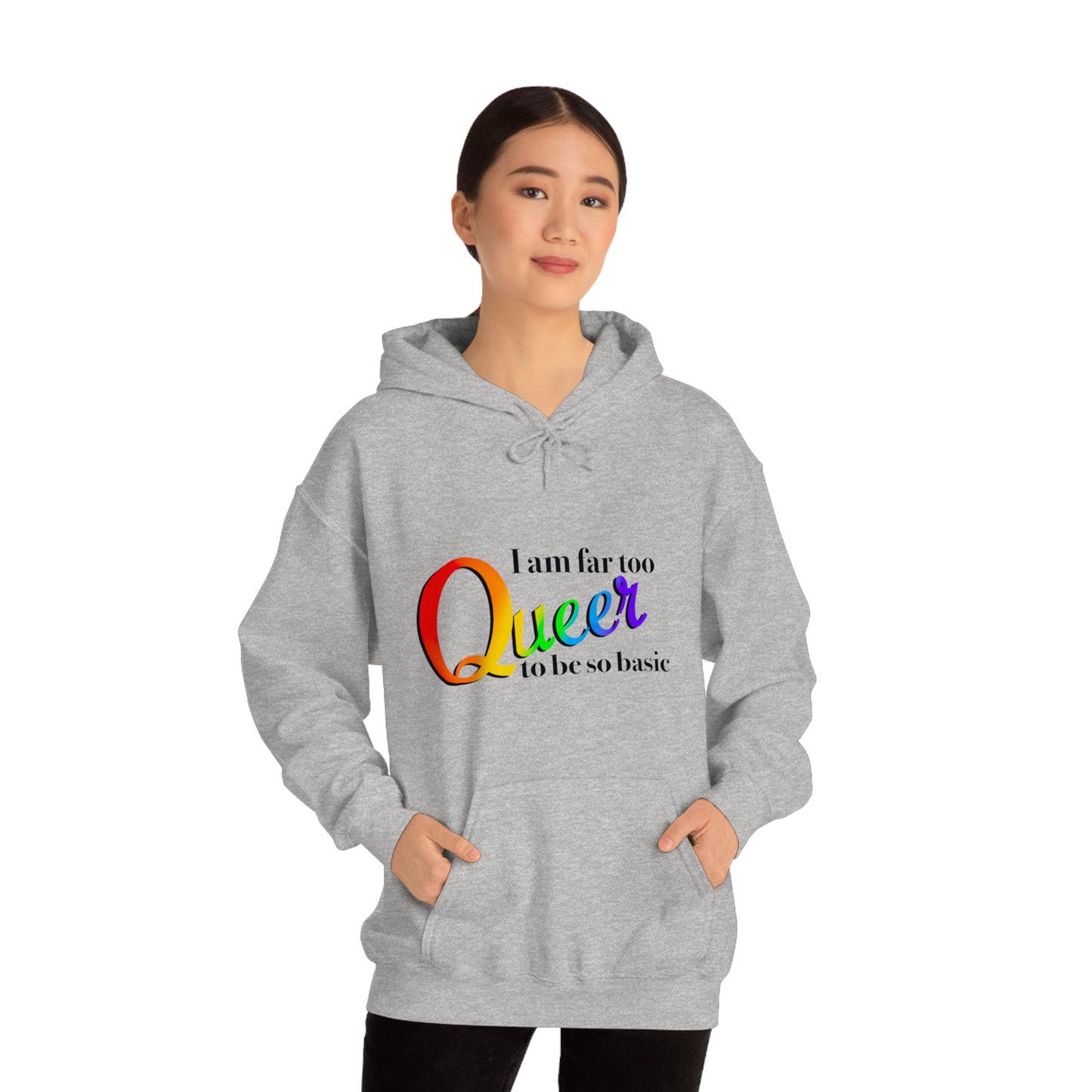 Far too queer Pride Unisex Heavy Blend™ Hooded Sweatshirt Hoodie Printify   