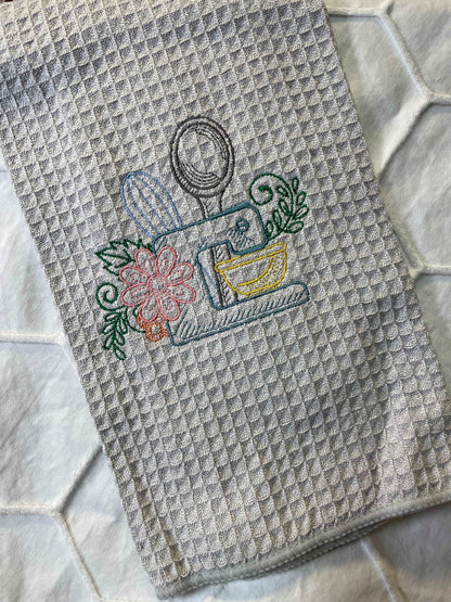 Embroidered Kitchen Tea Towel  April & Mae designs and alterations   