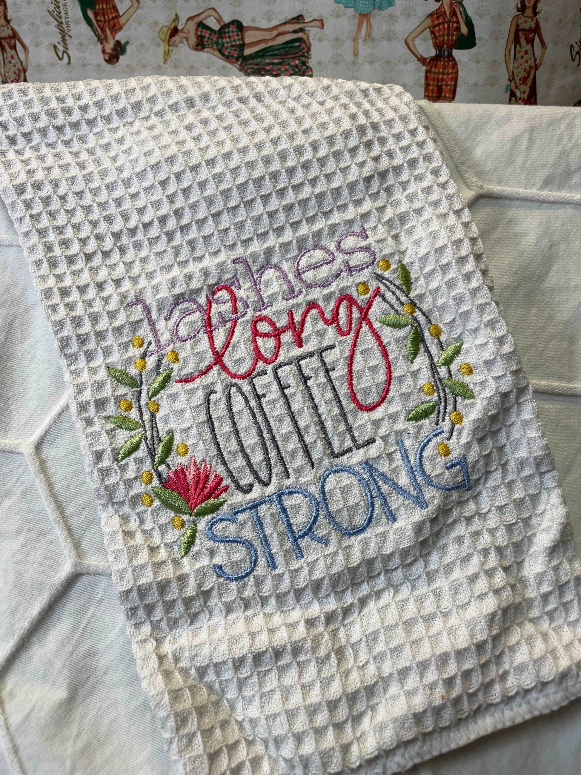 Embroidered Kitchen Towel  April & Mae designs and alterations   