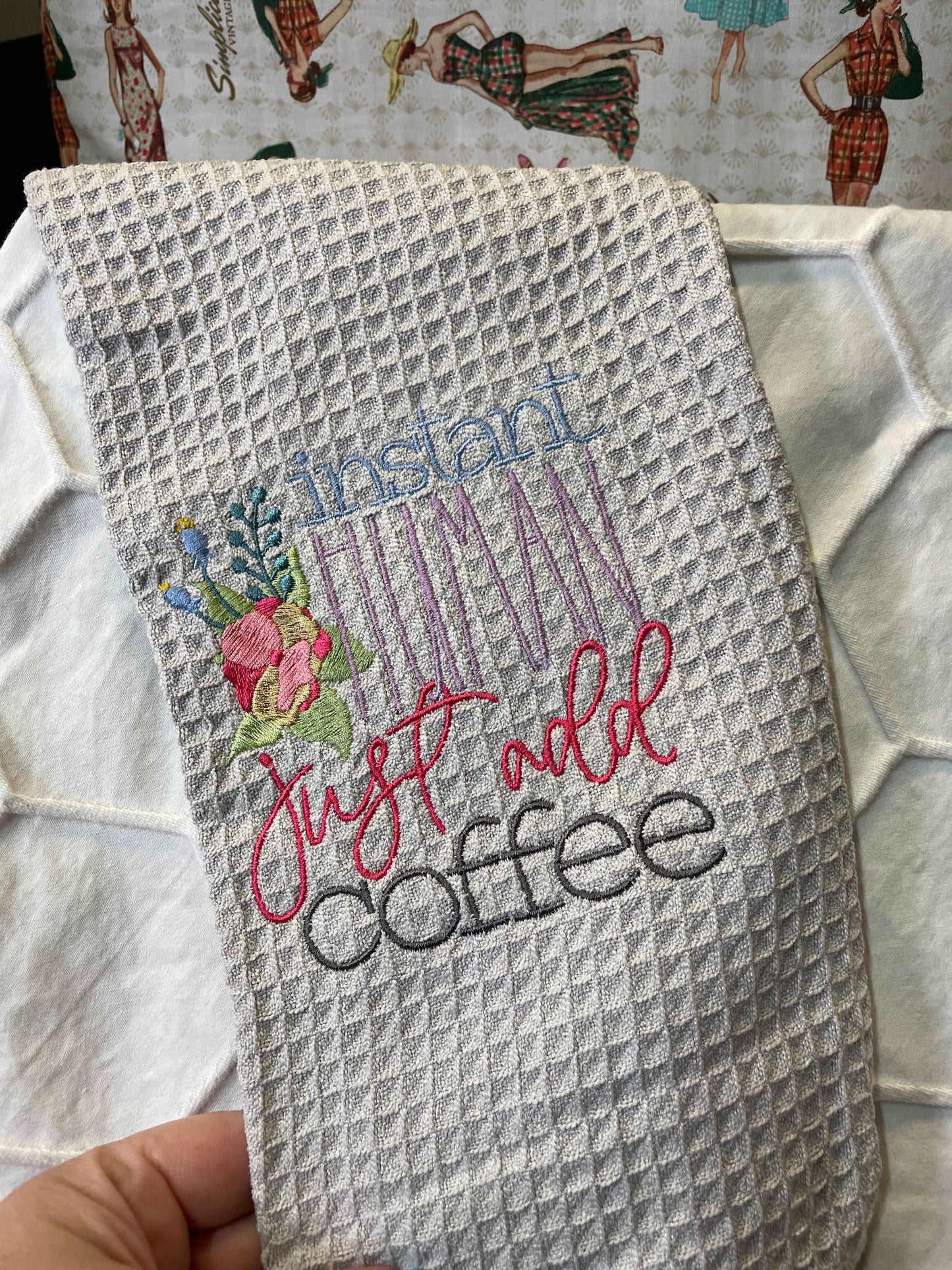 Embroidered Kitchen Towel  April & Mae designs and alterations   