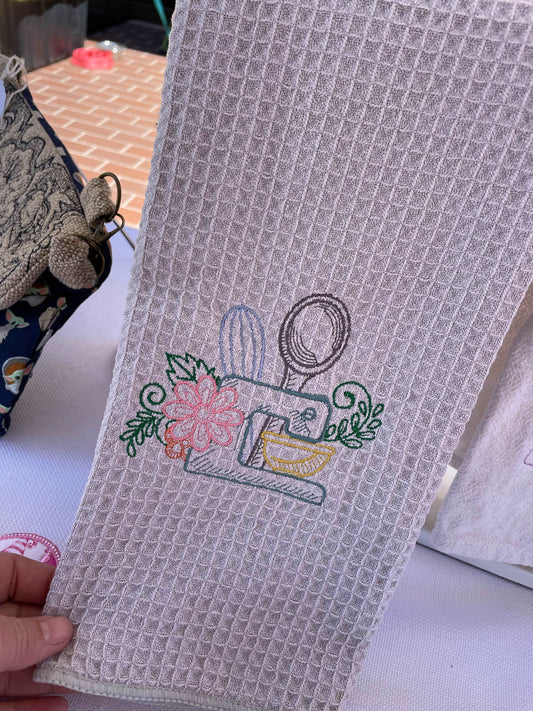 Embroidered Kitchen Tea Towel  April & Mae designs and alterations   