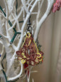 brown and yellow free standing lace teardrop earrings earrings April & Mae designs and alterations   