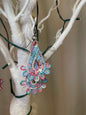 blue, white and pink free standing lace teardrop earrings earrings April & Mae designs and alterations   