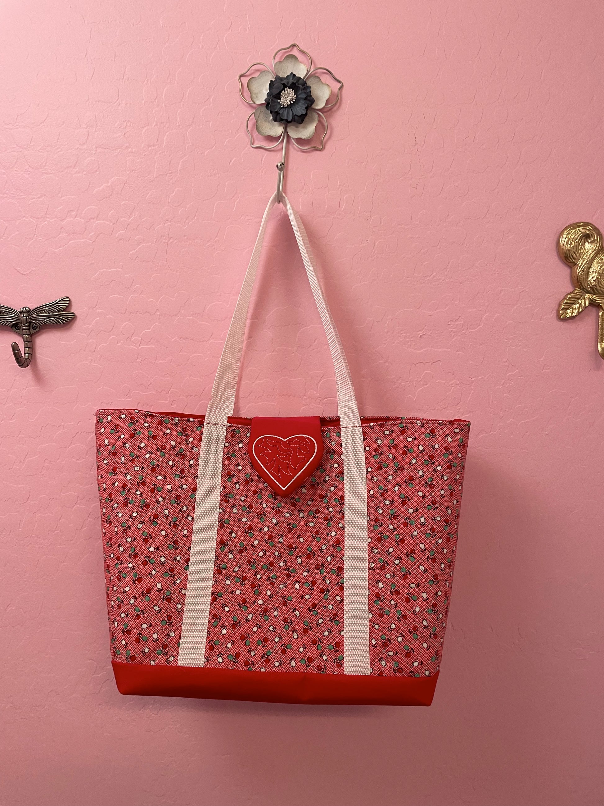 Large red Apple Tote Bag Bags April & Mae designs and alterations   