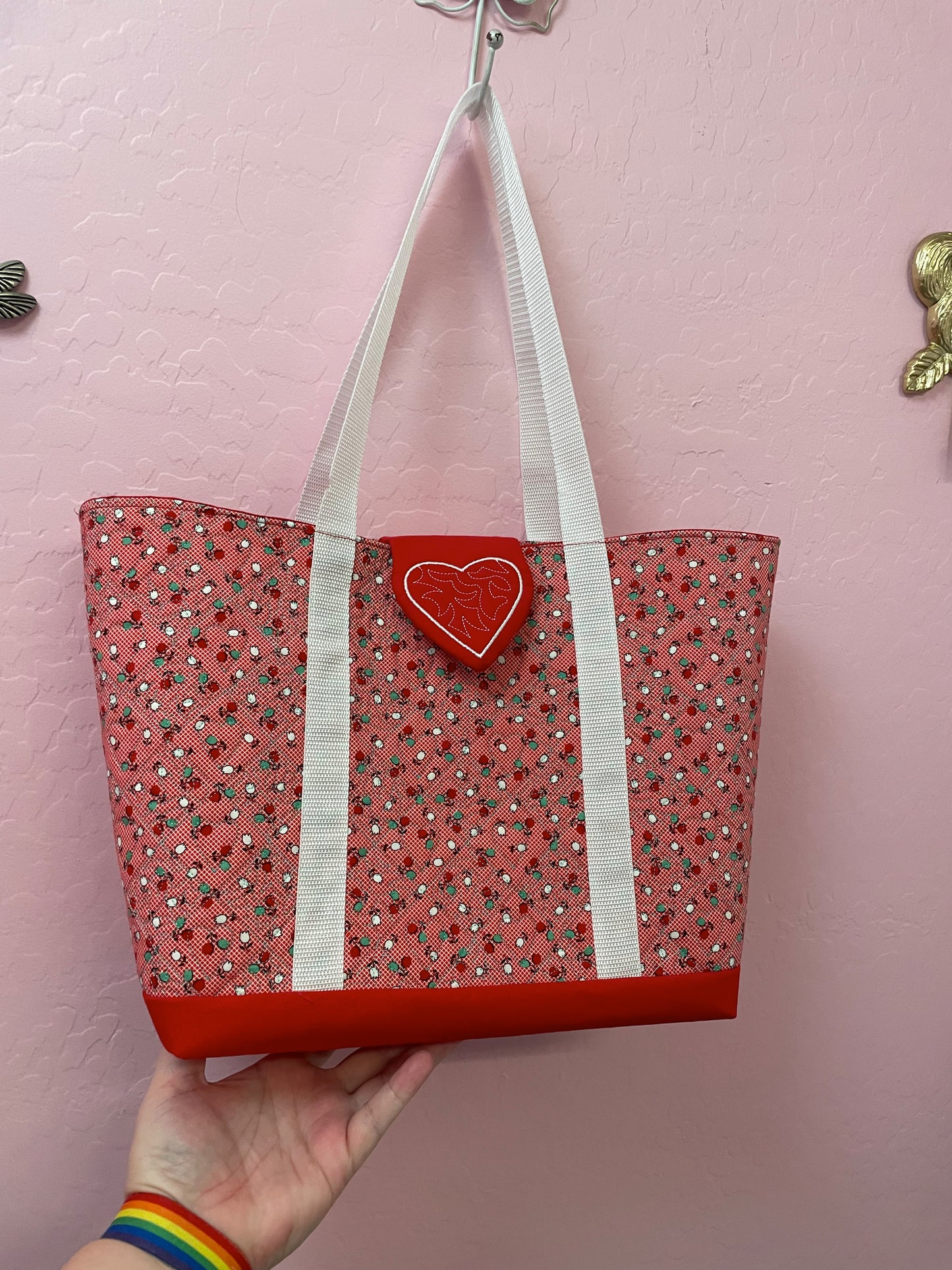 Large red Apple Tote Bag Bags April & Mae designs and alterations   