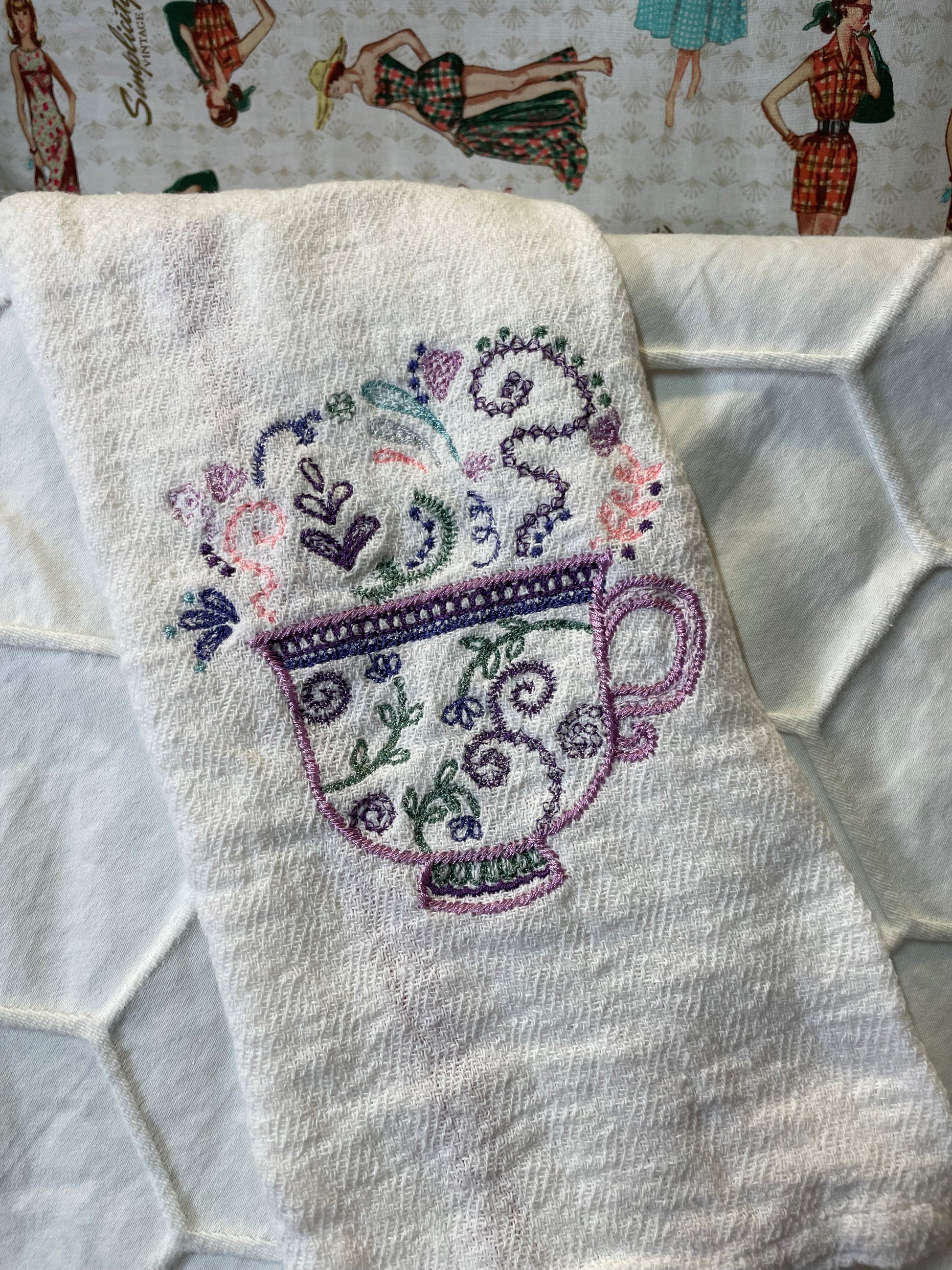 Tea Cup tea towel  April & Mae designs and alterations   