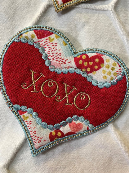 Set of red Valentines heart mug rugs  April & Mae designs and alterations   