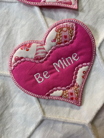 Set of pink Valentines heart mug rugs  April & Mae designs and alterations   