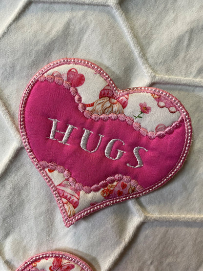 Set of pink Valentines heart mug rugs  April & Mae designs and alterations   