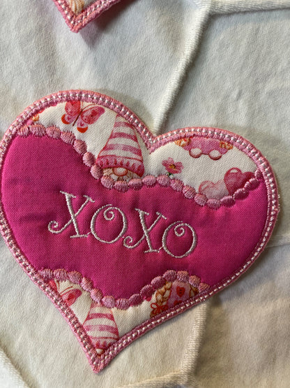 Set of pink Valentines heart mug rugs  April & Mae designs and alterations   