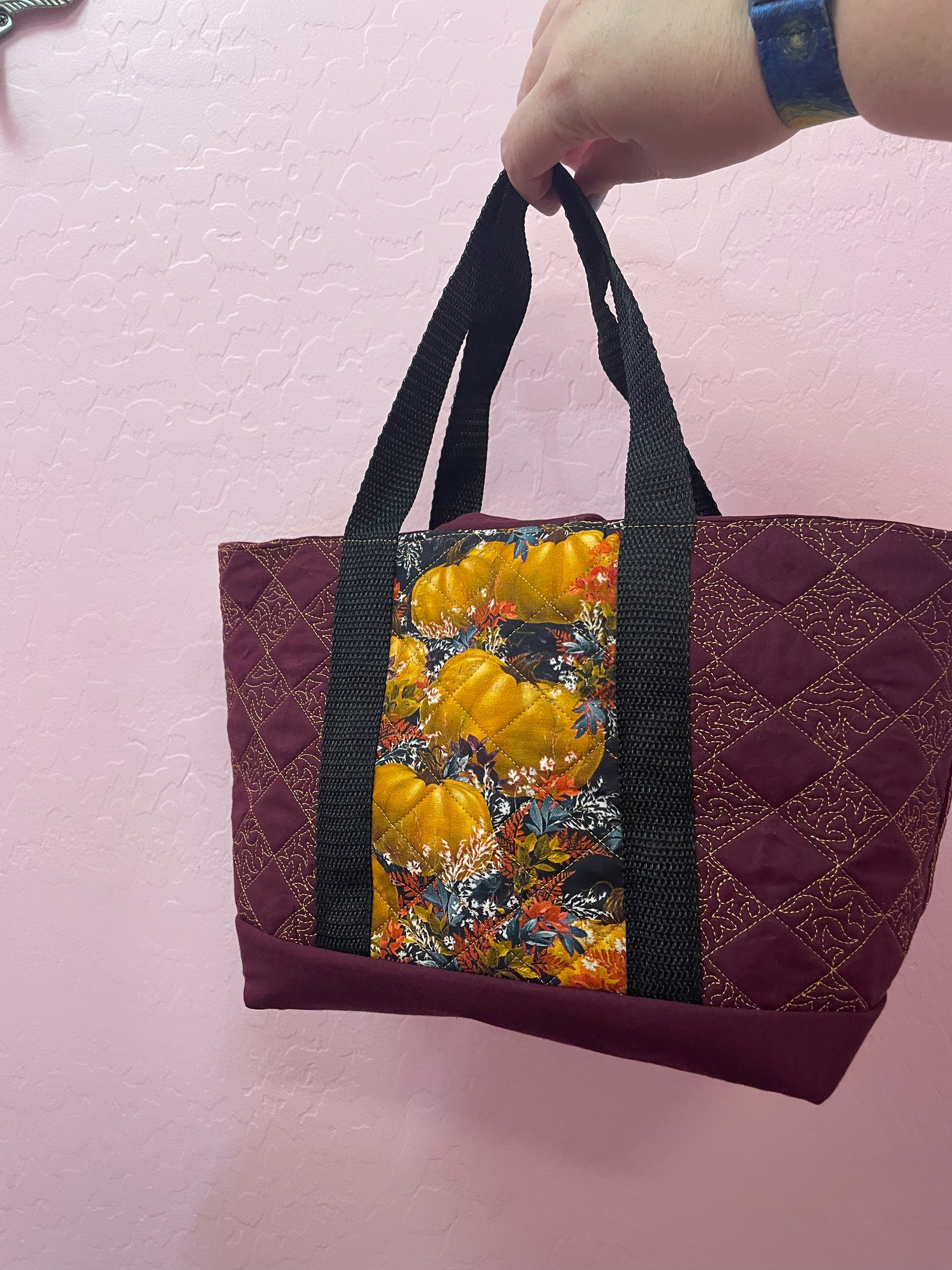 Small Purple pumpkin tote bag Bags April & Mae designs and alterations   