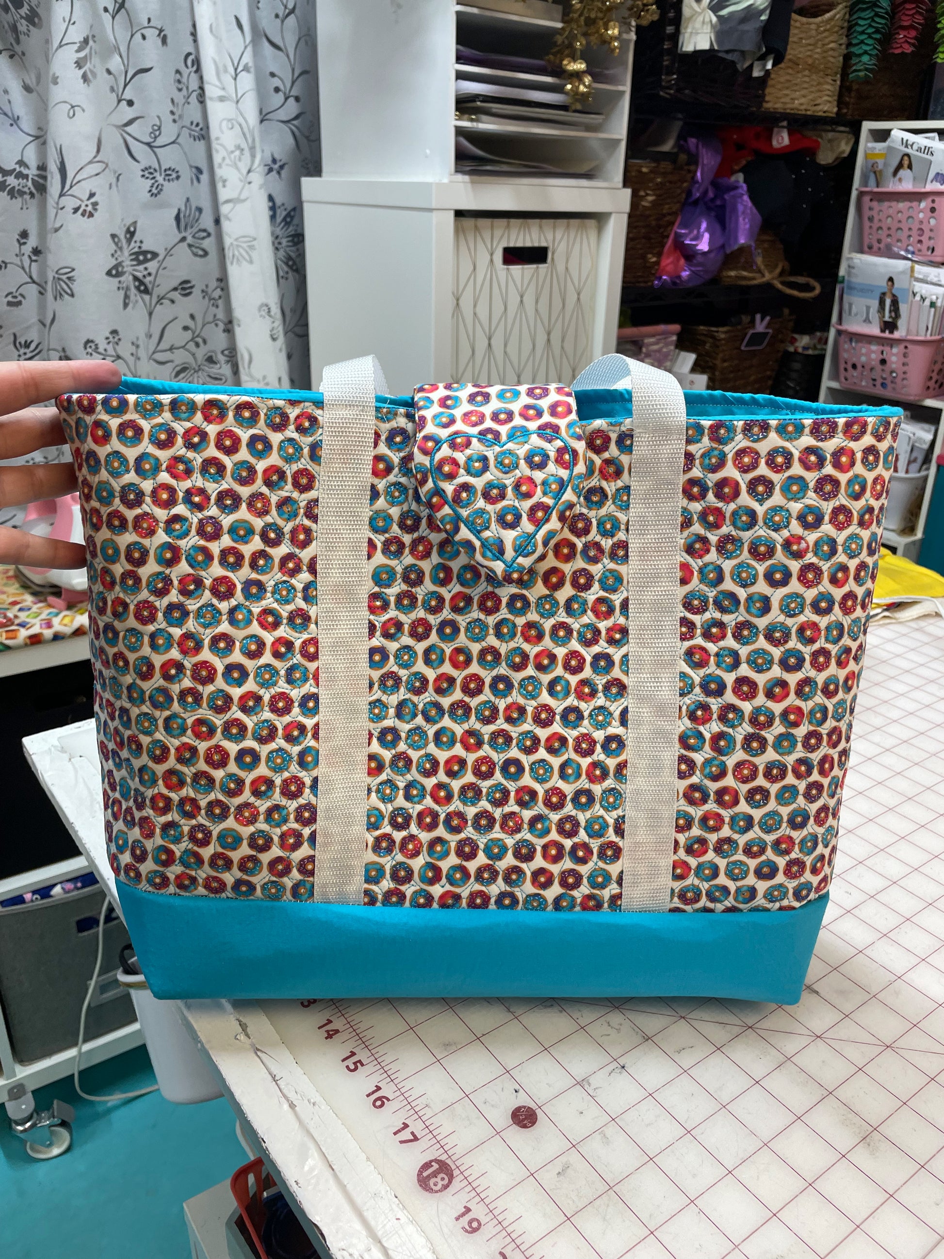 Sweet & Stylish: Handmade Embroidered Doughnut Tote Bag Bags April & Mae designs and alterations   