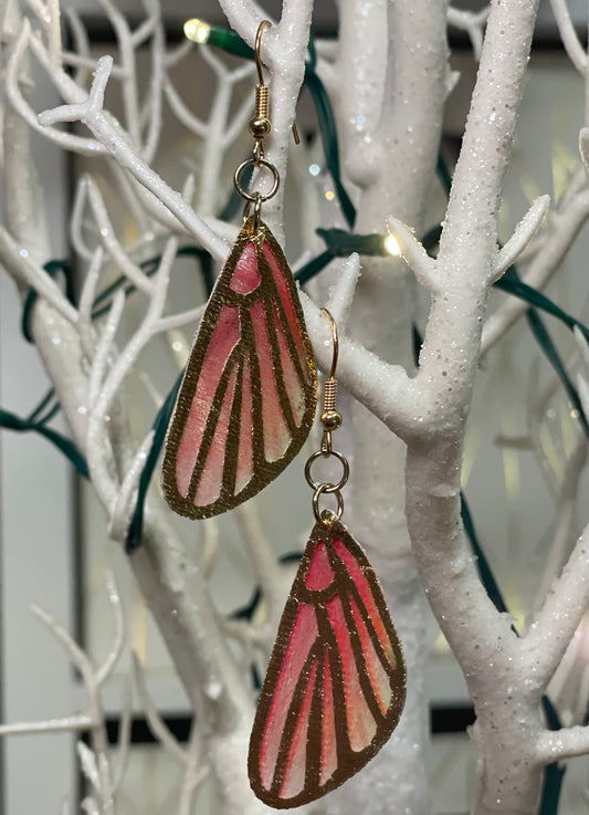 Pink Light butterfly wing earrings  April & Mae designs and alterations    